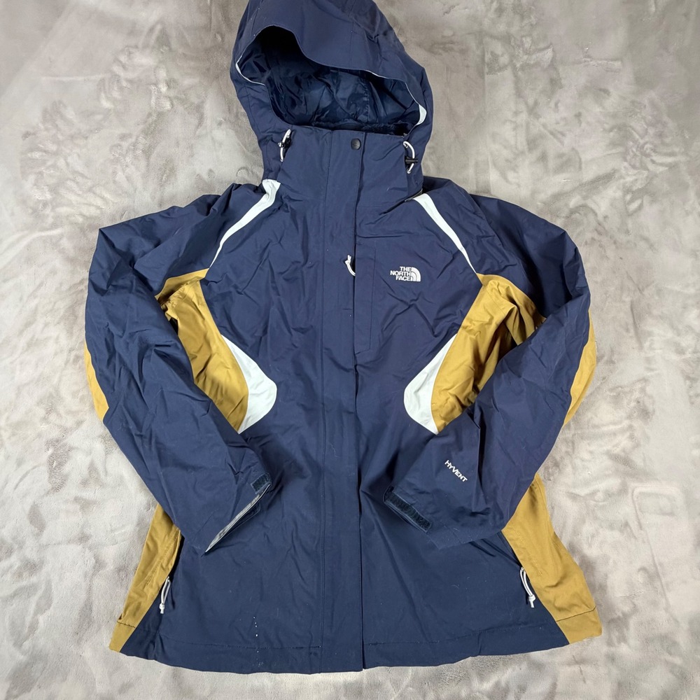 The North Face HyVent 3-in-1 Triclimate Jacket Navy Mustard Yellow Womens XL